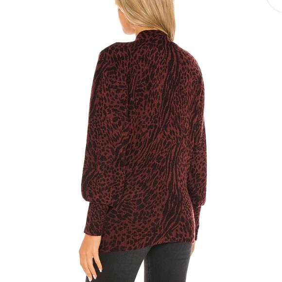 REVOLVE Rails Genevieve Wool Cashmere Burgundy Print Sweater - Picture 3 of 13